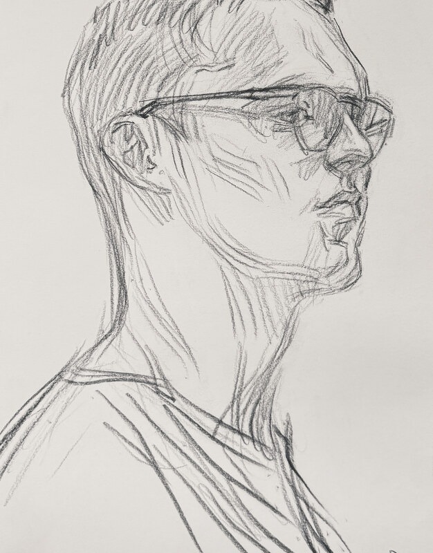 Pencil sketch of Jaxon drawn by a street artist in Montmartre.